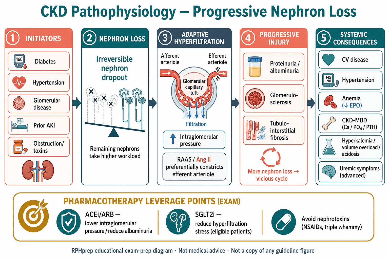 Chronic kidney disease pathophysiology map