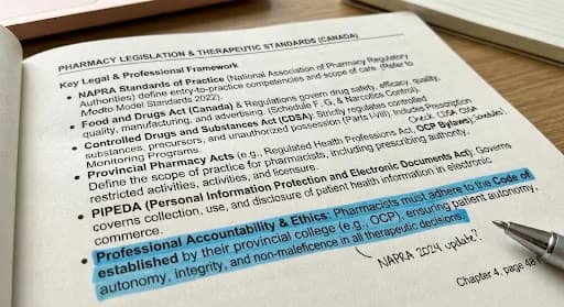 Structured pharmacist study notes with tables and highlights